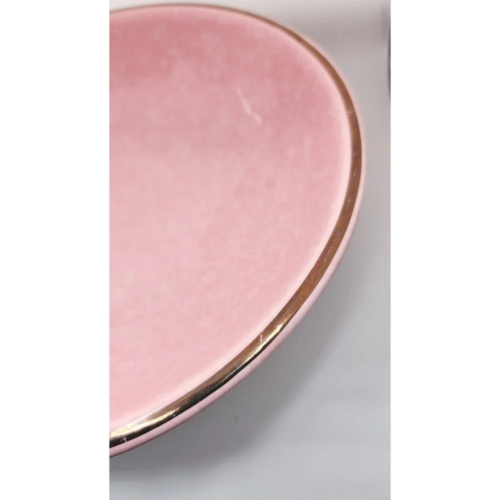 Kenwood Vintage Pink MCM Retro 964 Drip Speckled Footed Oven Proof Bowl USA 8.75